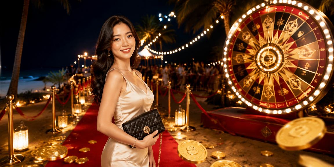 Bãi biển Phú Quốc với người tham gia chương trình lucky draw và quay thưởng trực tuyến trên di động